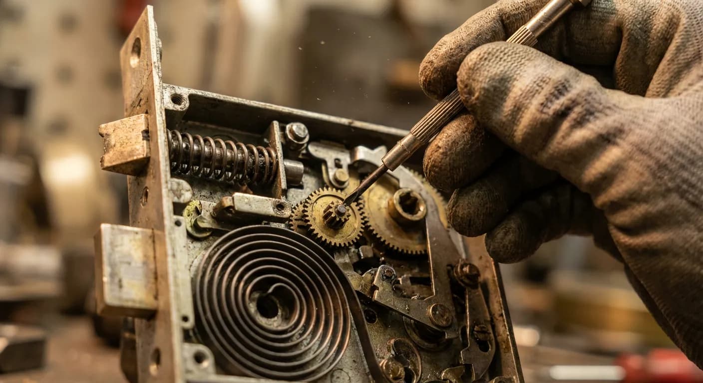 Réparation et entretien d'un mécanisme de serrure avec outils de précision