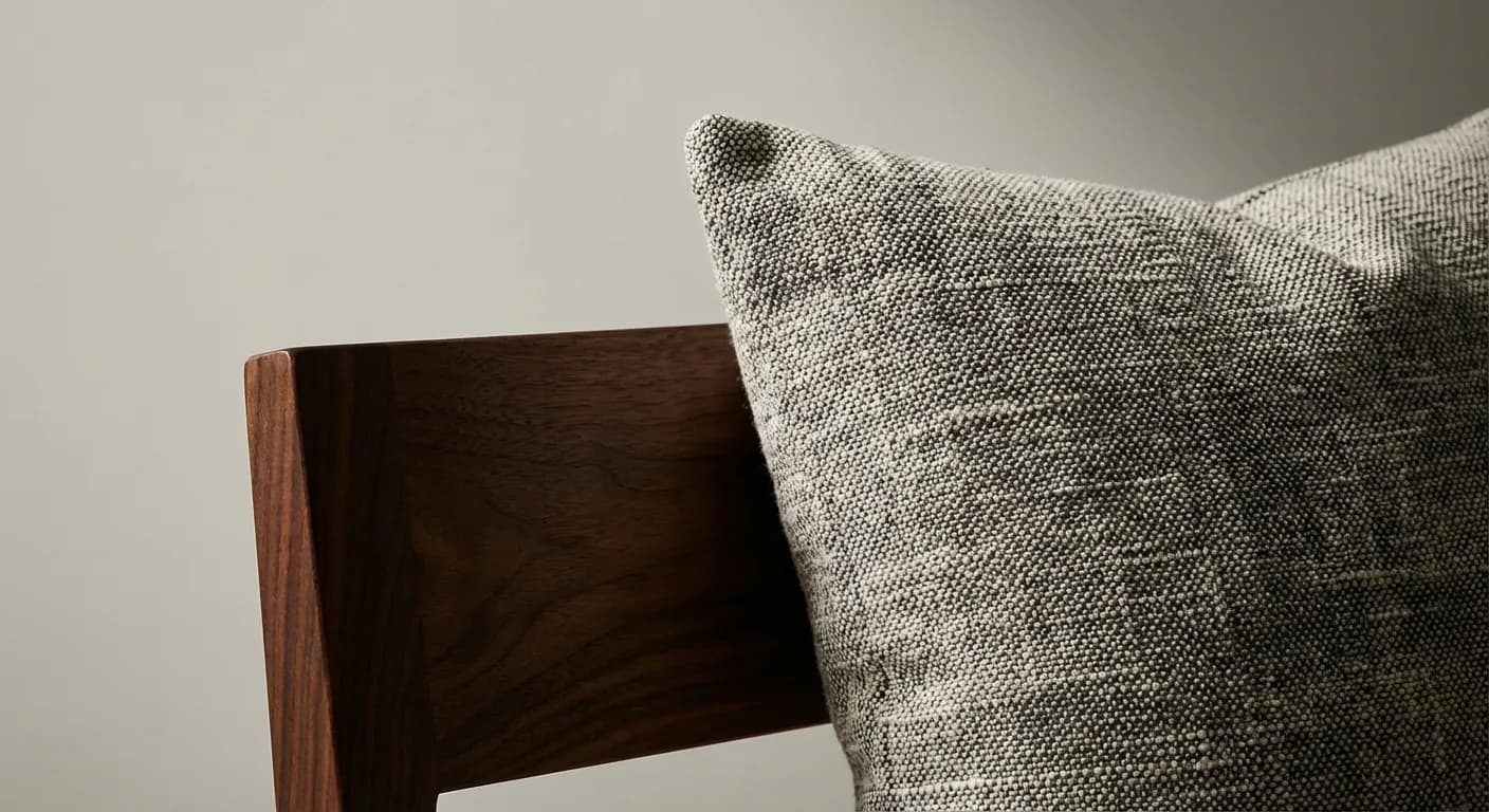 Détail d'un coussin sur une structure en bois pour un canapé DIY