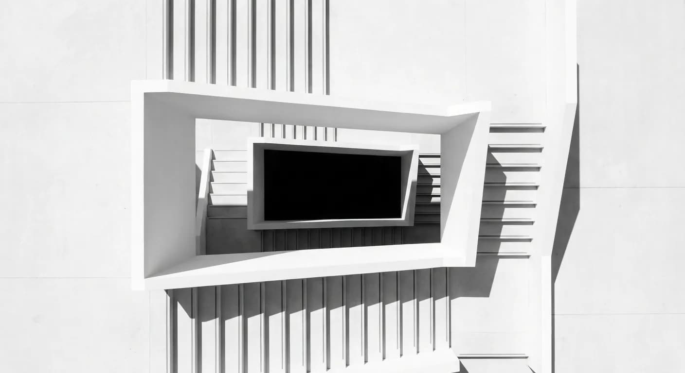 Vue minimaliste et graphique d'un escalier en U
