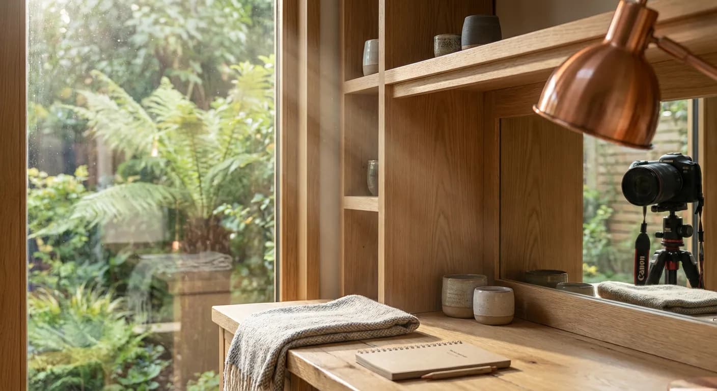 Détail des finitions intérieures et des matériaux de qualité d'un studio Greenkub.