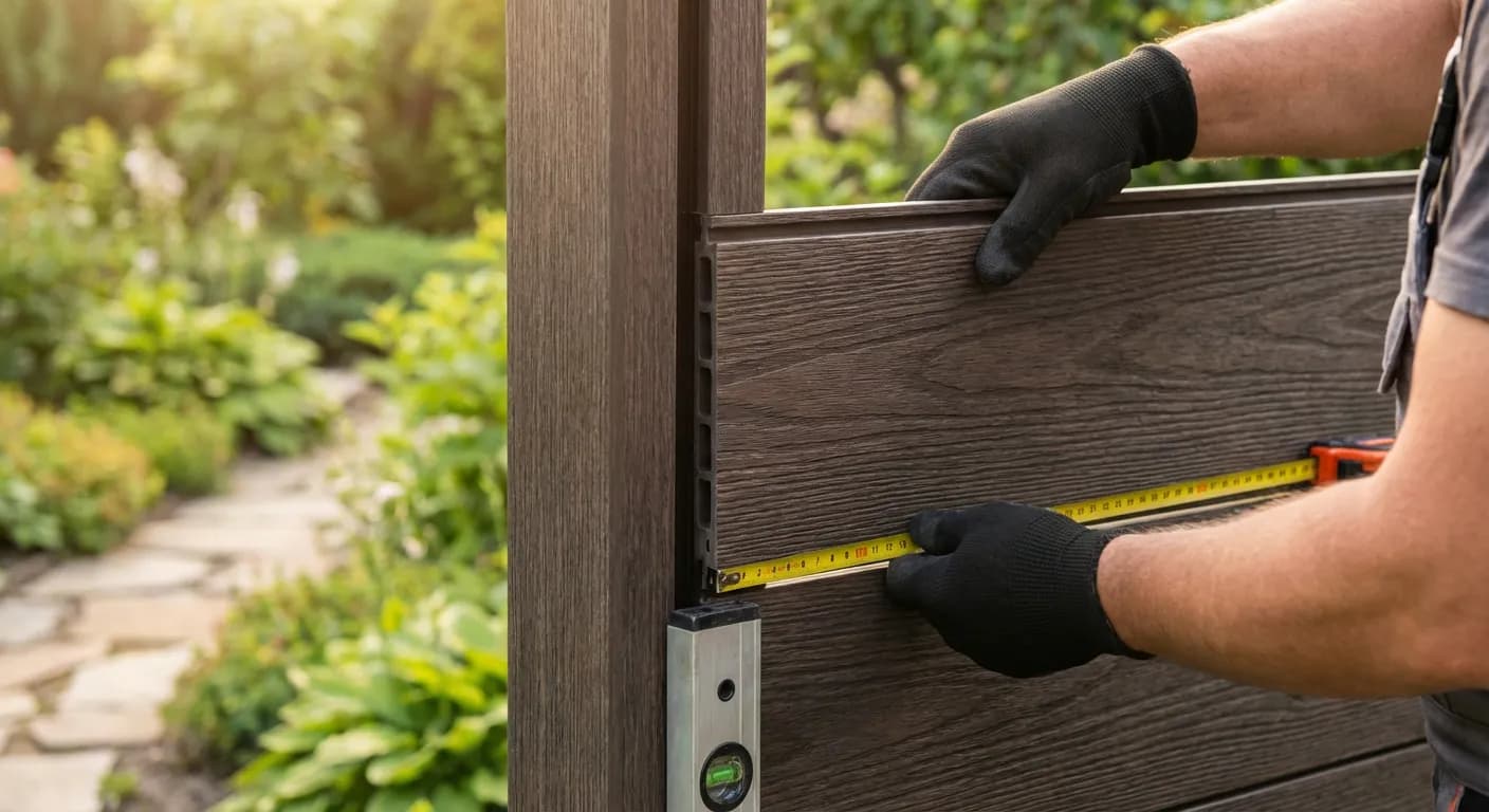 Installation étape par étape d'une nouvelle clôture de jardin en composite.