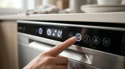 Lave-vaisselle moderne ouvert avec vapeur légère