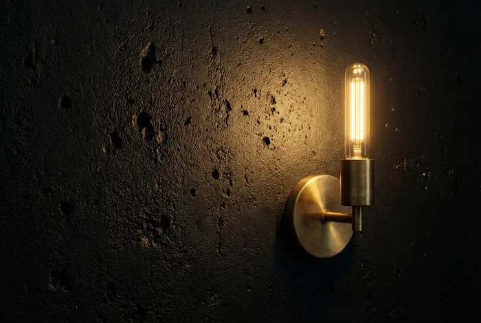 Déco mur noir : 7 règles d'or pour une élégance absolue - 7 secrets pour un mur noir chic sans assombrir la pièce - Comment réussir un mur noir ? Guide pour ne pas se rater Détail d'un mur noir mat et applique en laiton