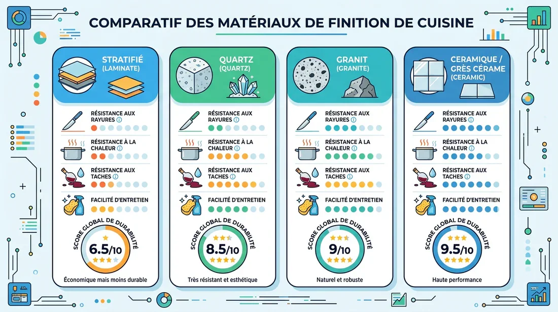 Infographie comparative sur les avantages et la résistance de la laque laminate