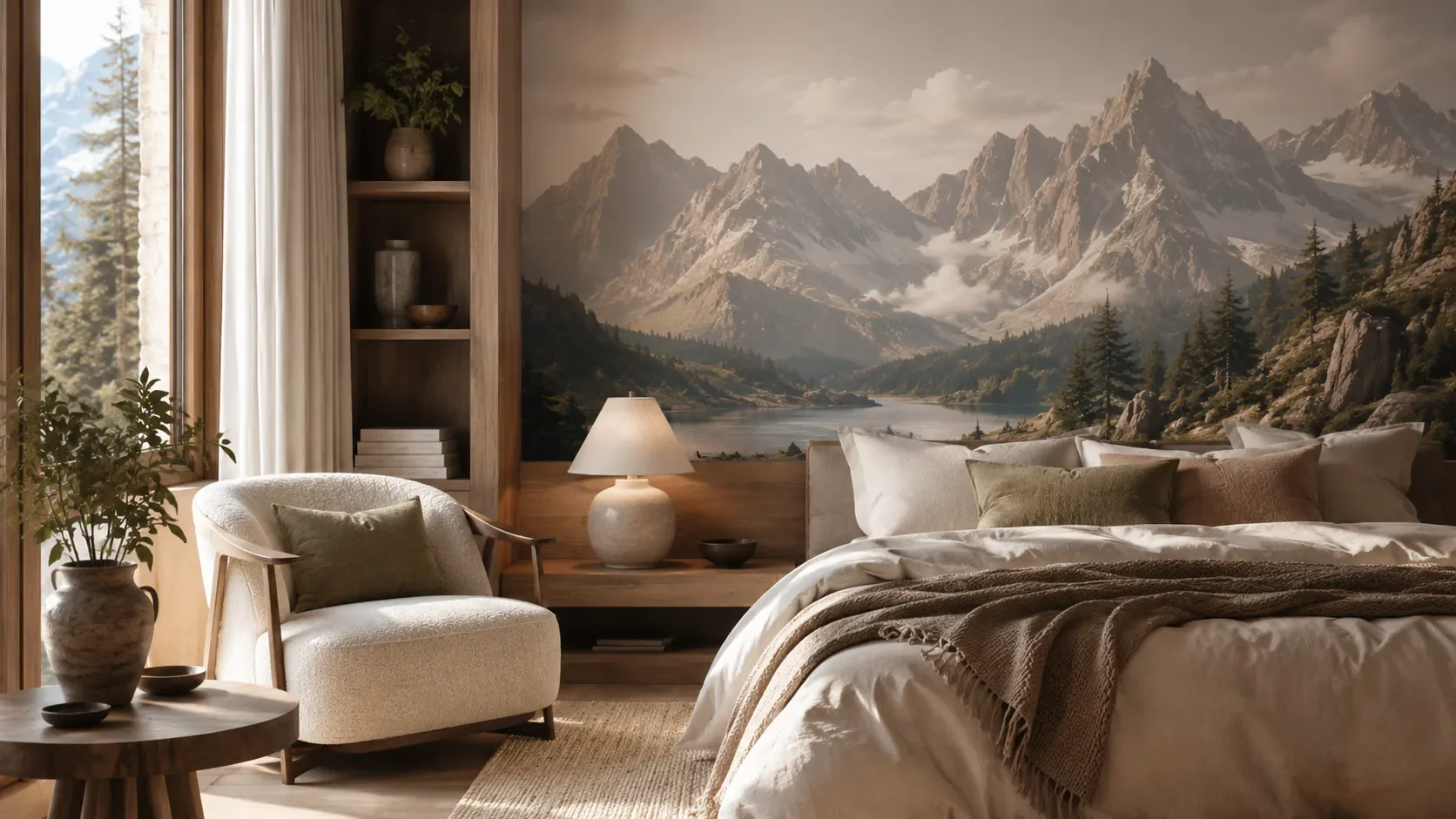 Papier peint panoramique montagne : réussir un mur déco sans faux pas