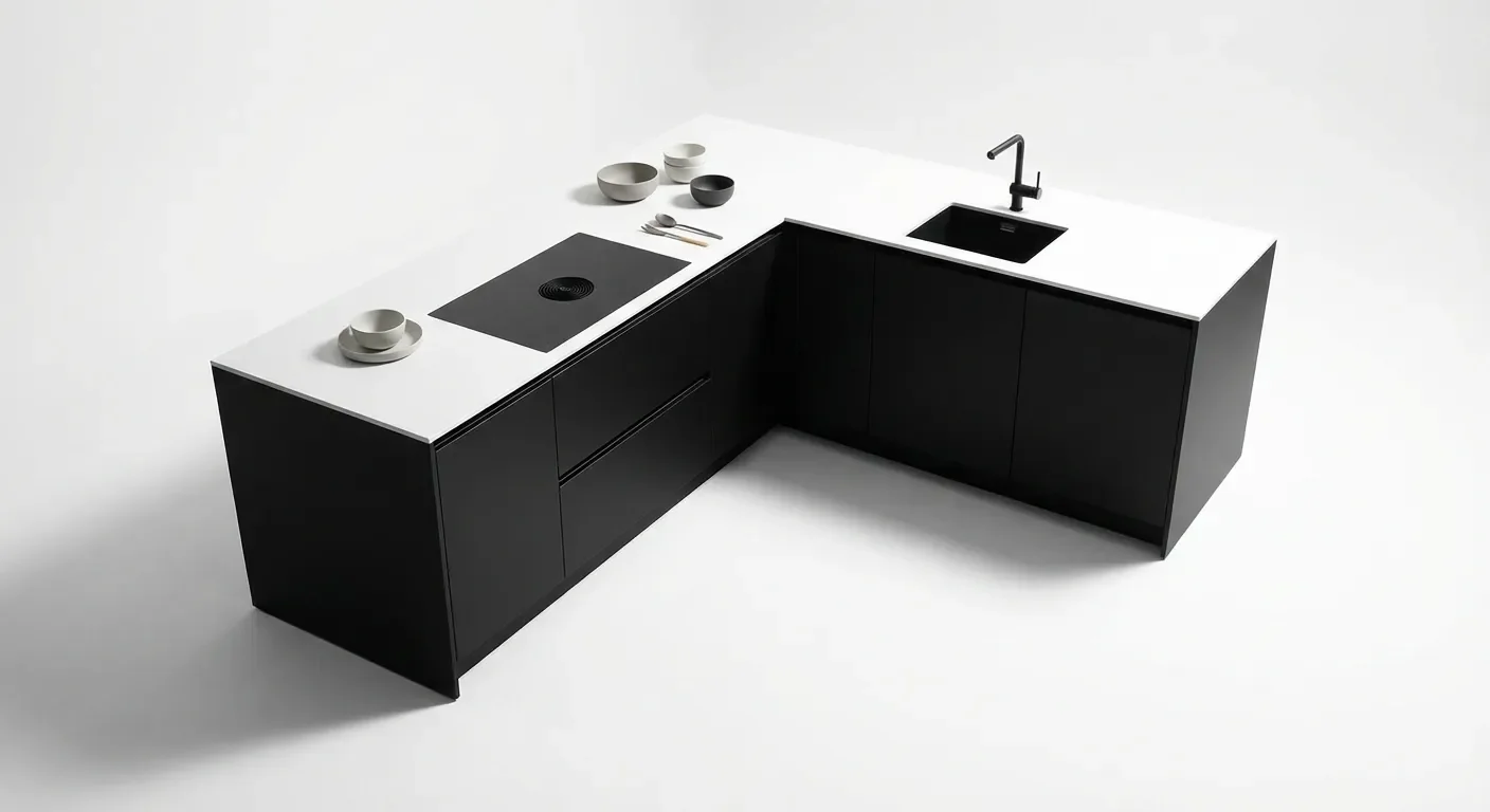 Petit cuisine en l : optimiser l'espace et le rangement Vue minimaliste d'une petite cuisine en L