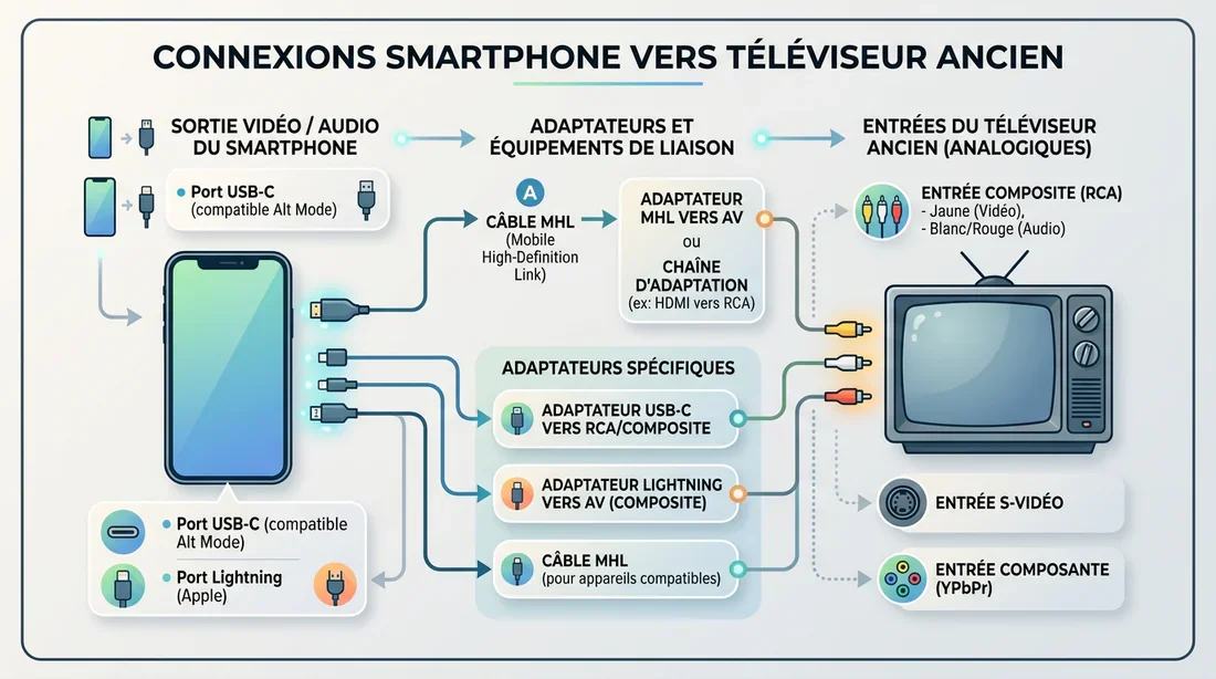 Schéma de connexion entre un smartphone et une télévision