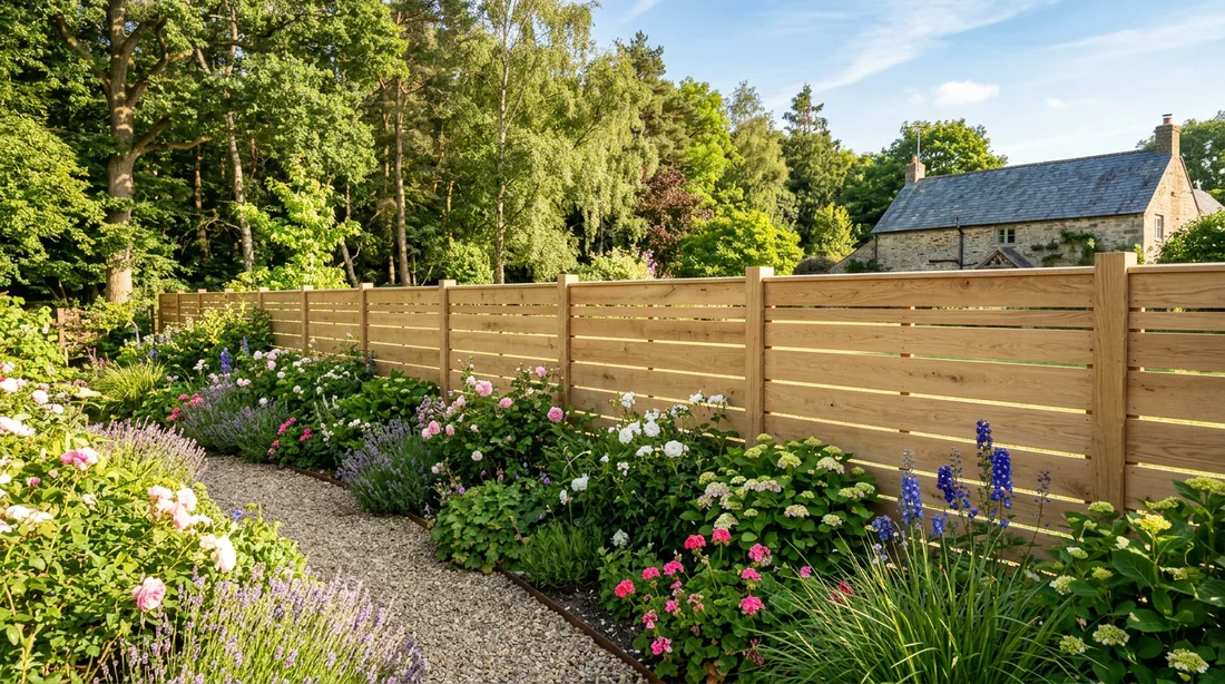 Clôture en bois de palette moderne et élégante dans un jardin ensoleillé