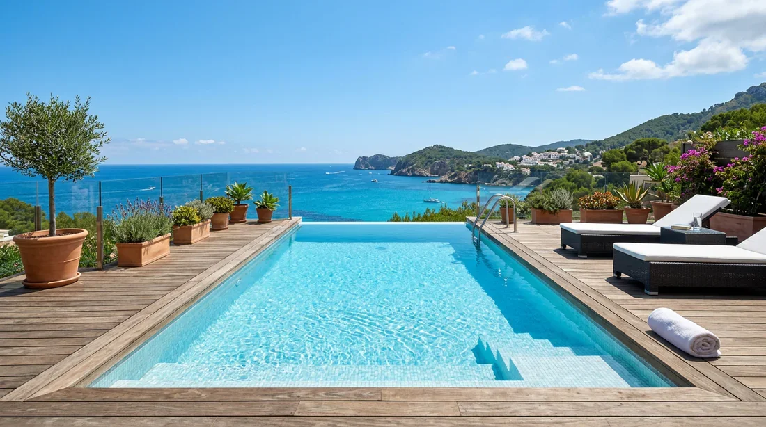 Équilibre parfait de l'eau de piscine Piscine résidentielle à l'eau parfaitement équilibrée et limpide