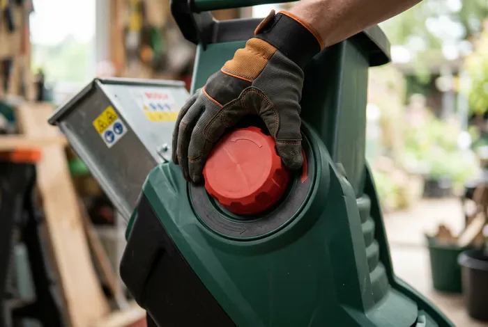 Démontage broyeur Bosch AXT 25 TC - Guide 2024 : Réparez-le vous-même - Broyeur bloqué ? Solutions simples Main de bricoleur dévissant la molette rouge d'un broyeur Bosch