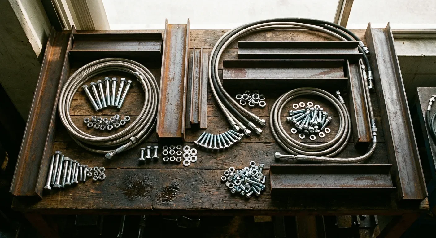 Composants et matériaux nécessaires pour monter une fendeuse à bois