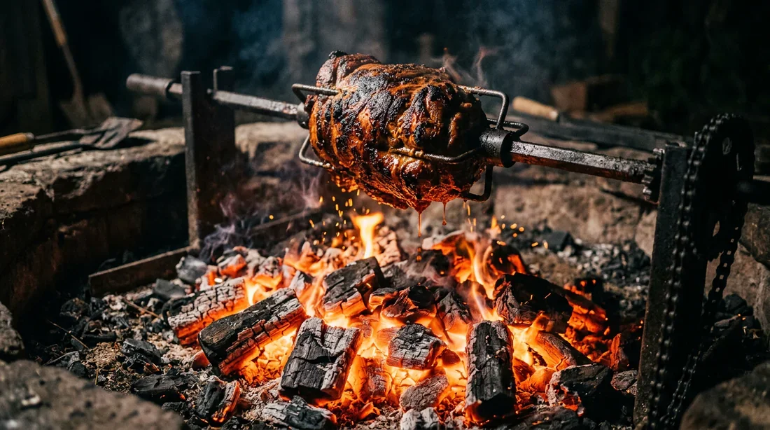 Gestion des braises pour la cuisson à la broche