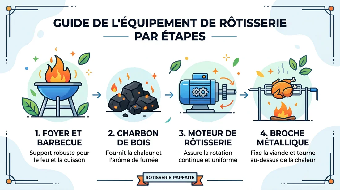 Infographie des équipements nécessaires pour réussir son méchoui