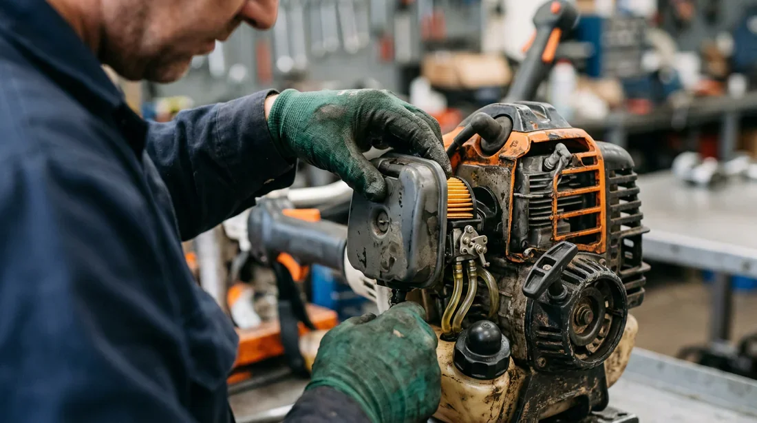 Inspection technique du moteur d'une débroussailleuse thermique