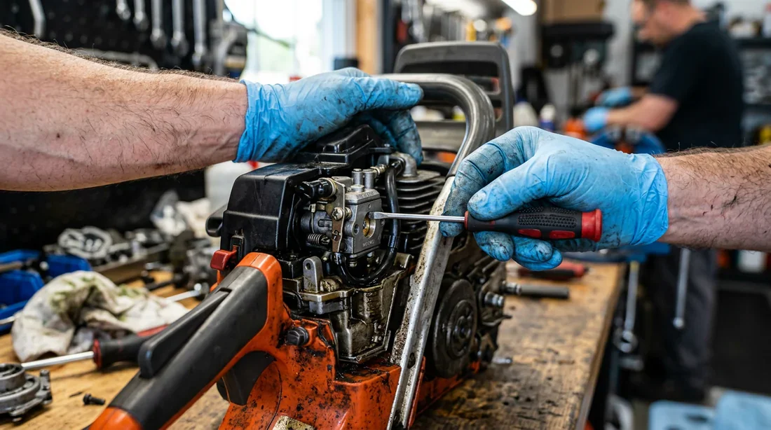 Technicien réalisant le réglage des vis L, H et T
