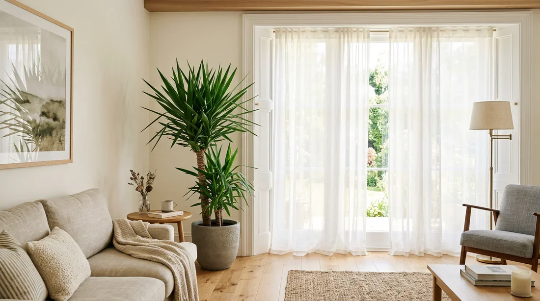 Yucca placé dans un emplacement lumineux avec lumière filtrée