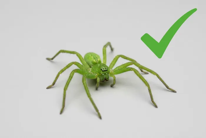 Araignée verte dans ma maison : est-elle dangereuse ? - Guide complet : tout savoir sur l'araignée verte - Araignée verte dans ma maison : que faire pour l'enlever ? Araignée Micrommata virescens inoffensive avec coche verte