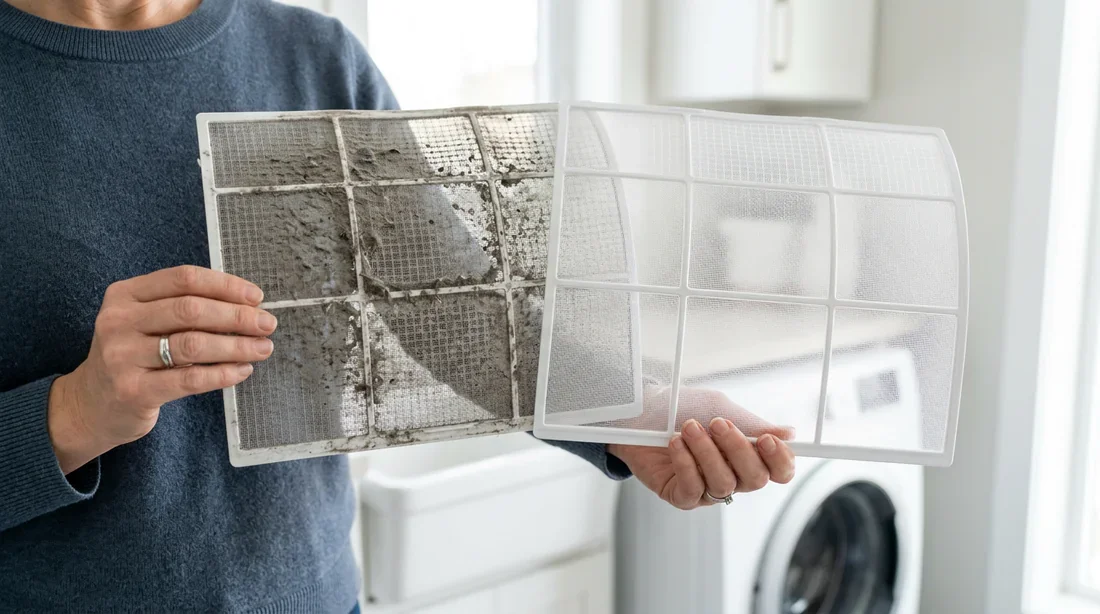 Entretien et nettoyage du filtre à air de climatisation Comparaison entre un filtre de climatisation encrassé et un filtre propre