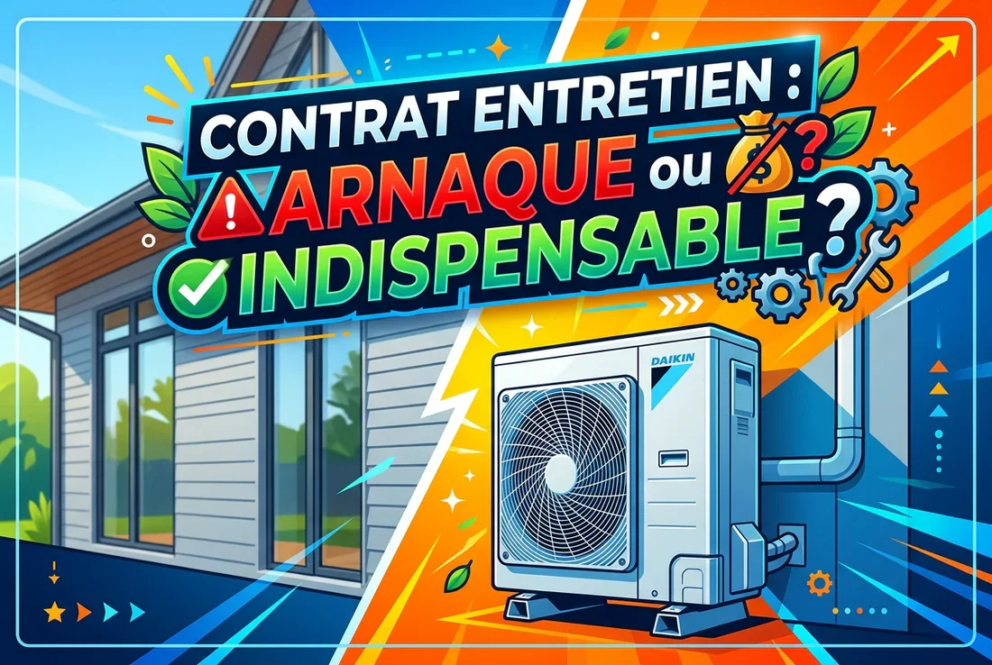 Technicien professionnel réalisant la maintenance d'une pompe à chaleur Daikin gris anthracite.