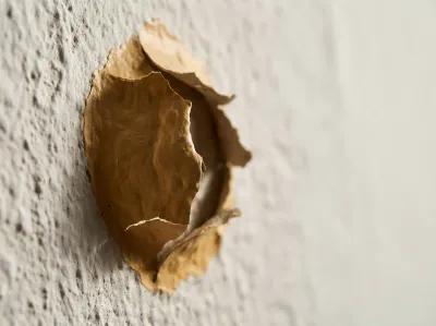 Gros plan sur une cloque de peinture sur un mur