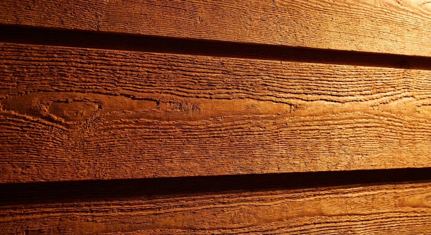 Détail texturé de planches de bardage en bois composite