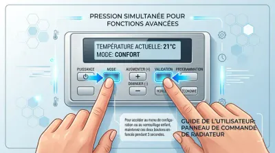 Gros plan d'un écran Airelec affichant un cadenas rouge et le texte Débloquer.