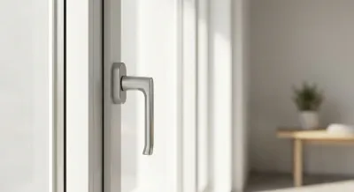 Détail d'une poignée de fenêtre moderne et finitions haut de gamme