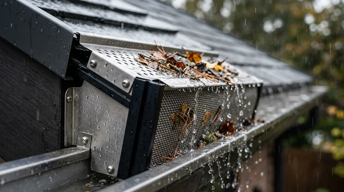Gouttière moderne avec système de filtration des eaux pluviales