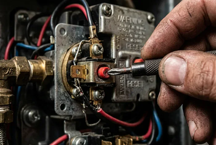Bouton de réarmement d'un thermostat de chauffe-eau
