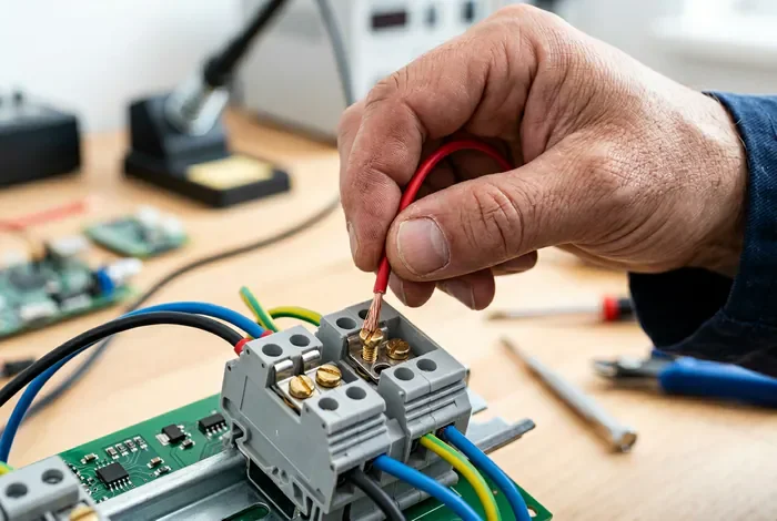 Branchement 4 fils sur 3 fils : Le guide expert - Branchement 4 fils sur 3 fils : Le Guide Ultime 2026 - Comment réaliser un branchement 4 fils sur 3 fils ? Expert en électricité raccordant un domino électrique