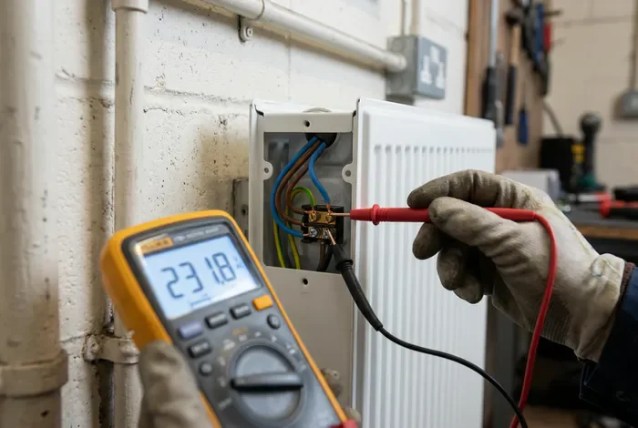 Branchement radiateur sur panneau solaire : Guide 2026 - Branchement radiateur sur panneau solaire : Le guide ultime - Comment brancher un radiateur sur vos panneaux solaires ? Contrôle technique des branchements d'un radiateur électrique avec un multimètre