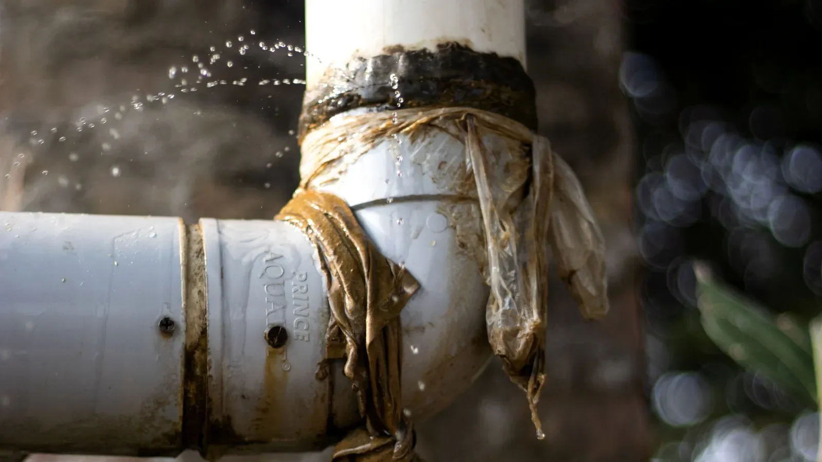 Canalisations : ce qu'il faut vérifier avant d'acheter Tuyau d’évacuation qui fuit, photographie illustrative d’un défaut de canalisation