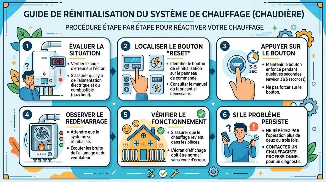 Schéma explicatif pour réinitialiser une chaudière