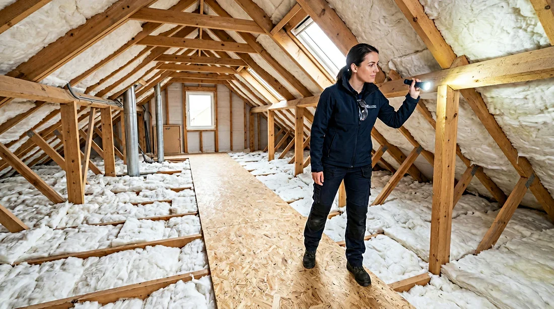 Schéma technique d'un chemin de combles surélevé pour préserver l'isolant.
