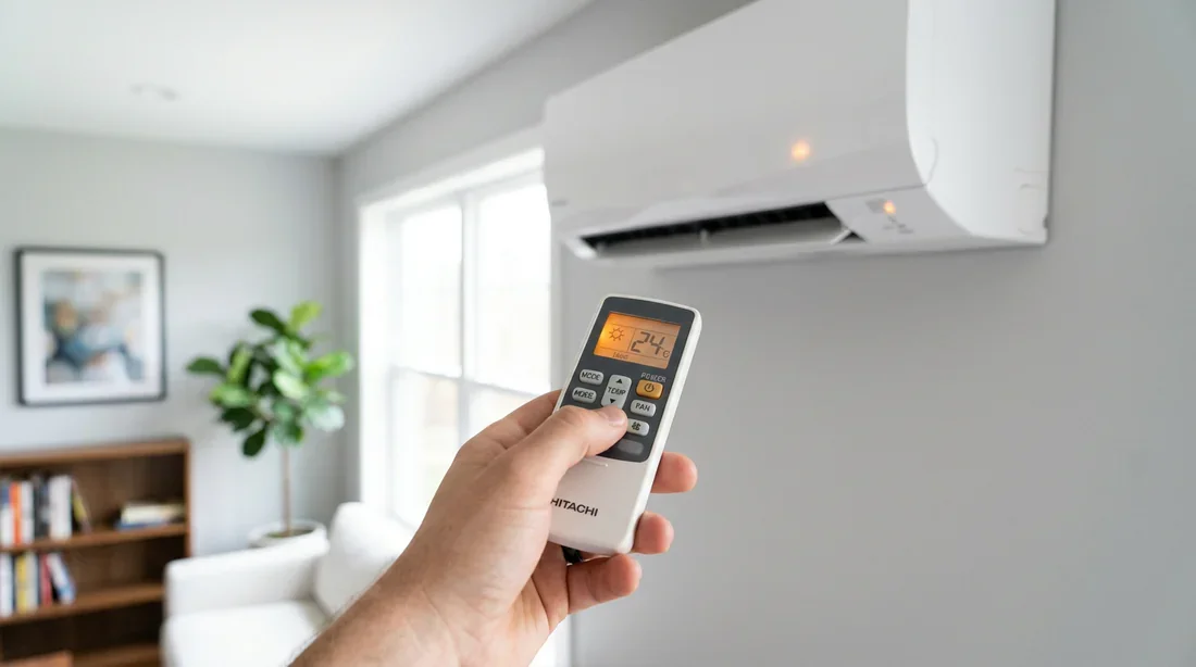 Activation du mode chauffage sur une climatisation réversible Hitachi avec la télécommande
