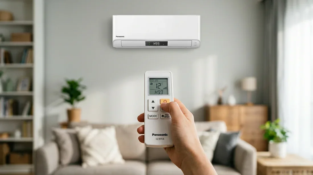 Lecture du code erreur sur climatiseur Panasonic Télécommande dirigée vers l'unité de climatisation pour afficher les codes d'erreur