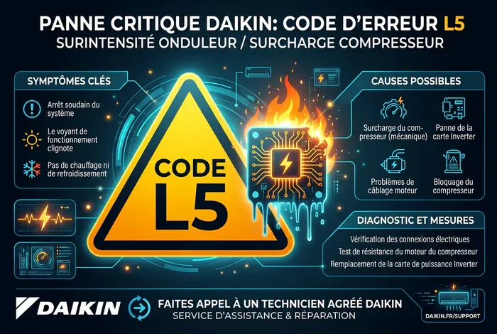 Vignette explicative du code d'erreur L5 Daikin