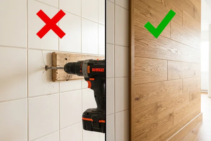 Colle pour Bois sur Carrelage : Guide complet - Fixer du Bois sur Carrelage Sans Percer : 3 Colles - Comment Coller du Bois sur du Carrelage Facilement ? Avant/Après : Fixer du bois sur du carrelage sans perceuse