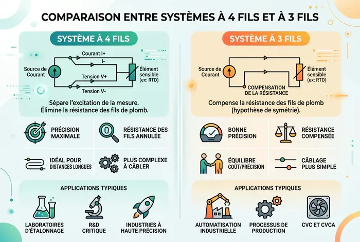 Brancher 4 fils sur 3 fils : Guide - Branchement 4 fils sur 3 fils : 3 Étapes - 4 fils sur 3 fils : Comment faire sans risque ? Infographie comparaison branchement 4 fils vs 3 fils 2026