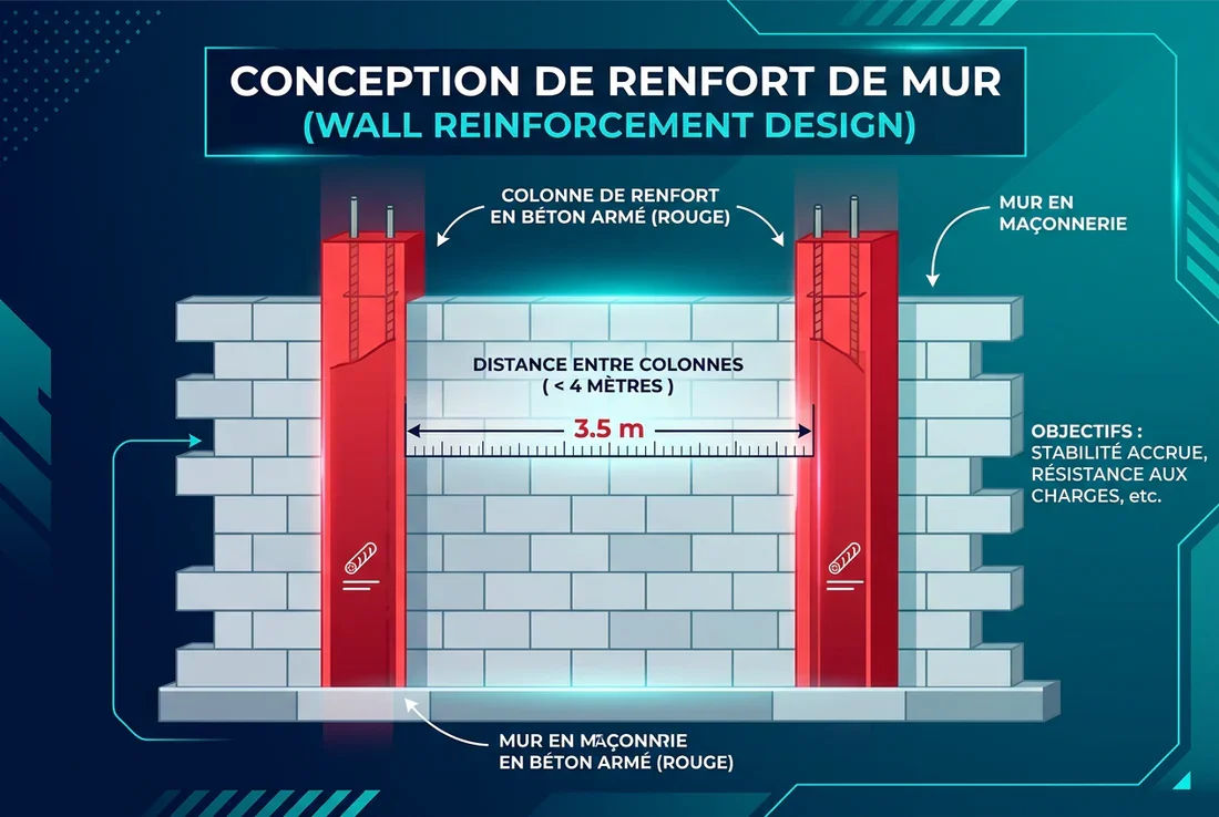 Respect des normes DTU pour le ferraillage Plan technique de construction et matériel de maçonnerie.