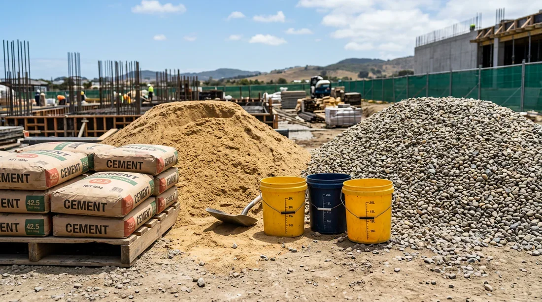 Matériaux requis pour fabriquer du béton Les ingrédients essentiels pour le dosage du béton : ciment, sable et gravier