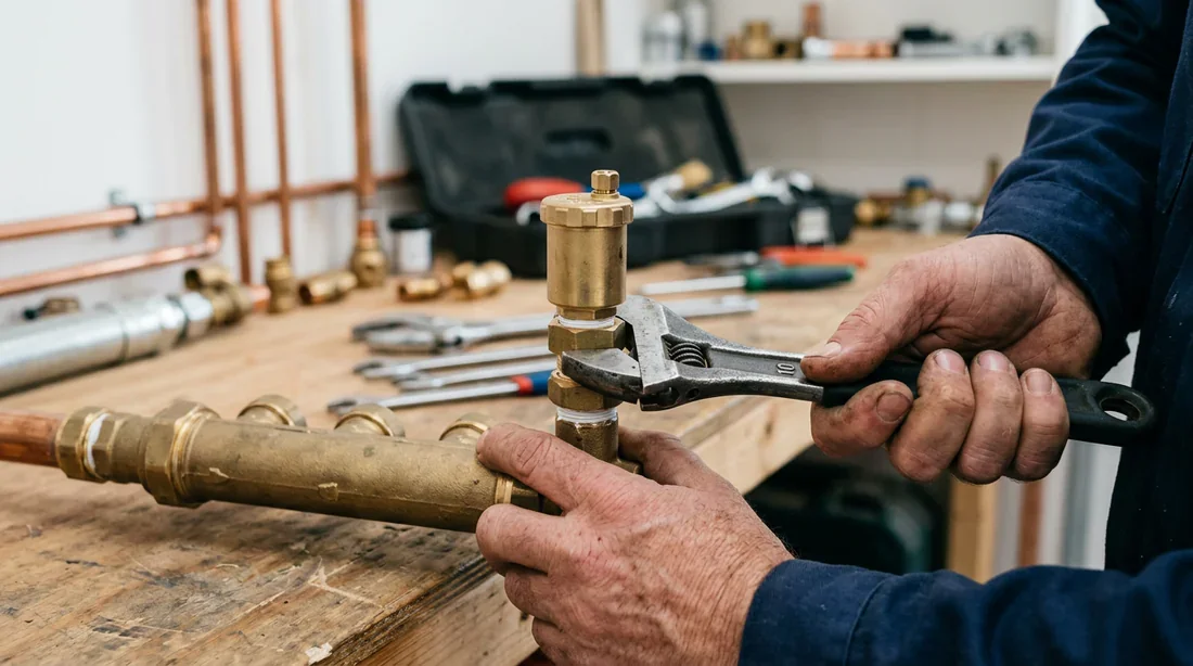 Différents modèles de purgeurs automatiques en laiton pour systèmes de chauffage.