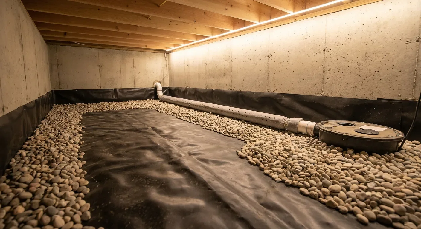 Solutions techniques pour vide sanitaire Système de drainage professionnel dans un vide sanitaire sain