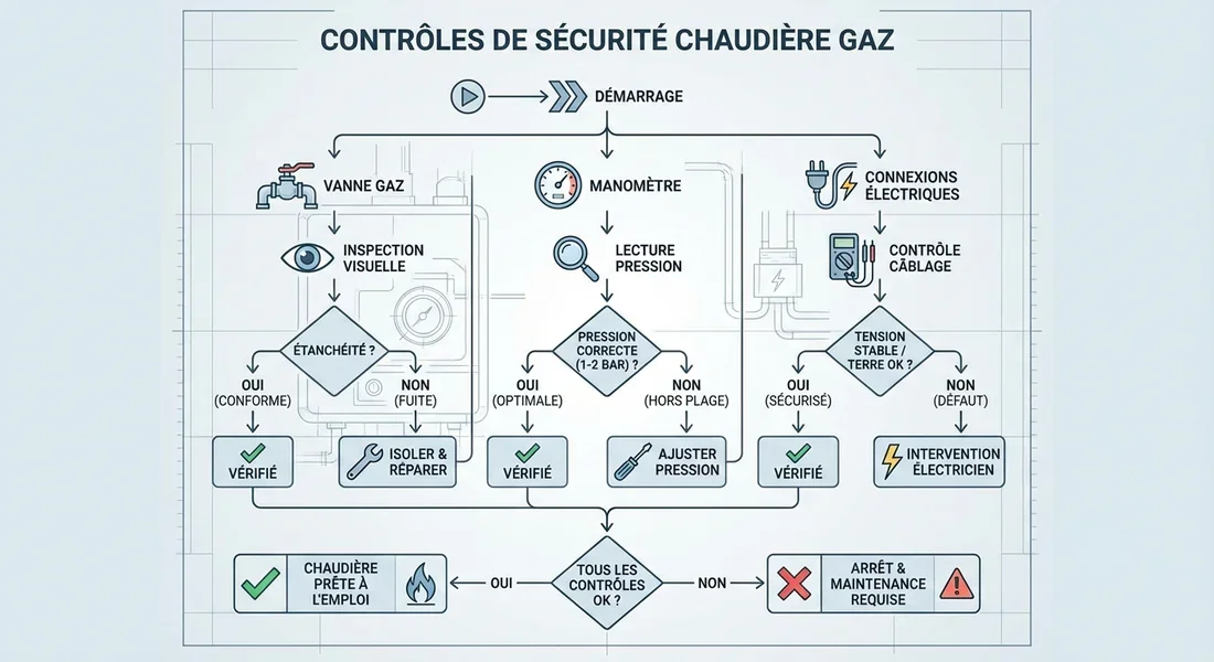 Schéma des vérifications de sécurité pour une erreur de combustion.
