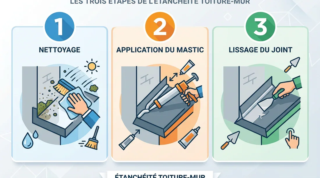 Étapes de réalisation de l'étanchéité Infographie des étapes de réparation d'étanchéité