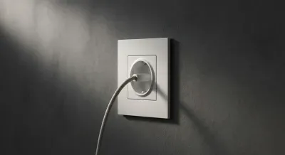 Gros plan iconique d'une sortie de câble murale pour radiateur électrique