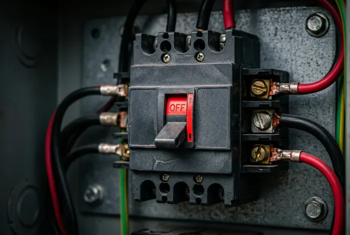 Ma pompe immergée fait disjoncter : 4 causes et solutions - Pompe qui disjoncte : Guide de diagnostic complet - Pourquoi ma pompe immergée fait disjoncter ? Nos solutions Gros plan sur un interrupteur différentiel 30mA déclenché