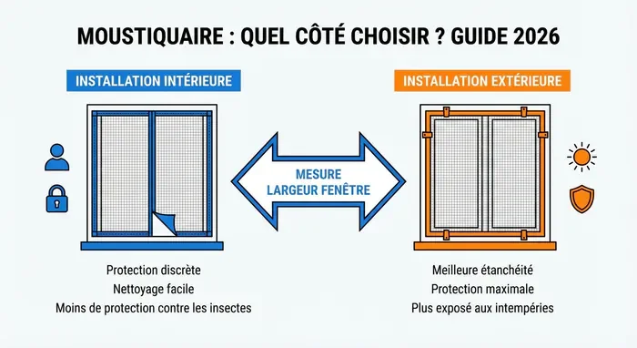 Moustiquaire devant ou derrière volet roulant : le guide - Moustiquaire : où la placer ? Le guide ultime 2026 - Où poser sa moustiquaire ? Devant ou derrière le volet ? Miniature guide 2026 : choisir le côté de pose pour sa moustiquaire