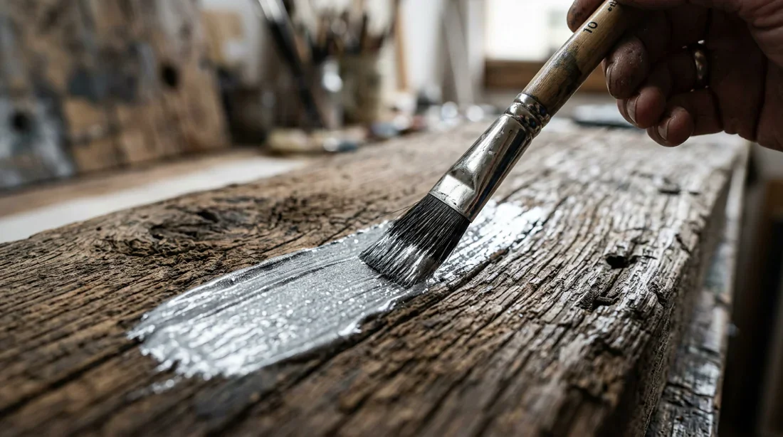 Application de peinture métal sur bois brut