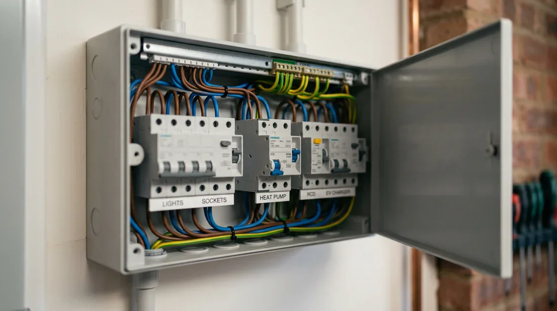 Installation d'un tableau électrique pour pompe à chaleur Tableau électrique moderne avec disjoncteur pour pompe à chaleur